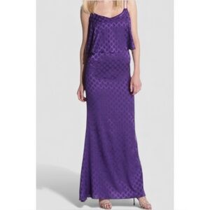 HALSTON | NWT Revolve Silk Tiered Maxi Dress in Açaí Berry, Size 4
